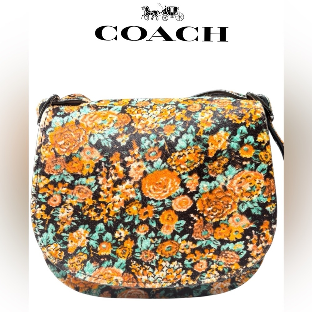 Coach 1941 Saddle 23 Printed Haircalf Crossbody Limited Edition Floral Unicorn